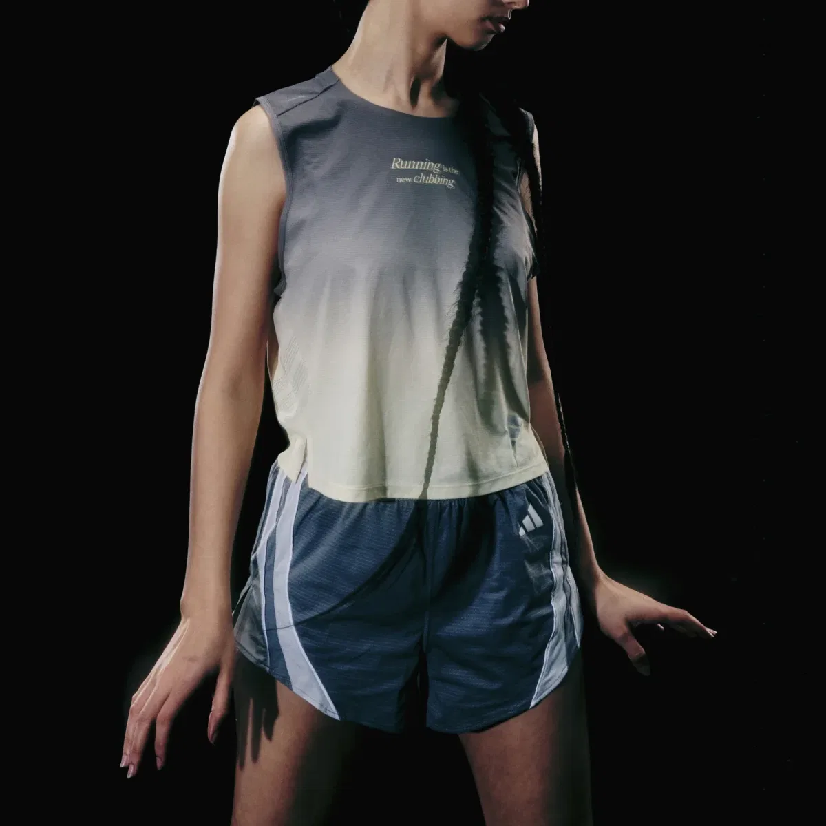 Топ-майка с круглым вырезом, модель Tank, Adidas, Charcoal Gray/Yellow/Dark Silver Gray — фото 4