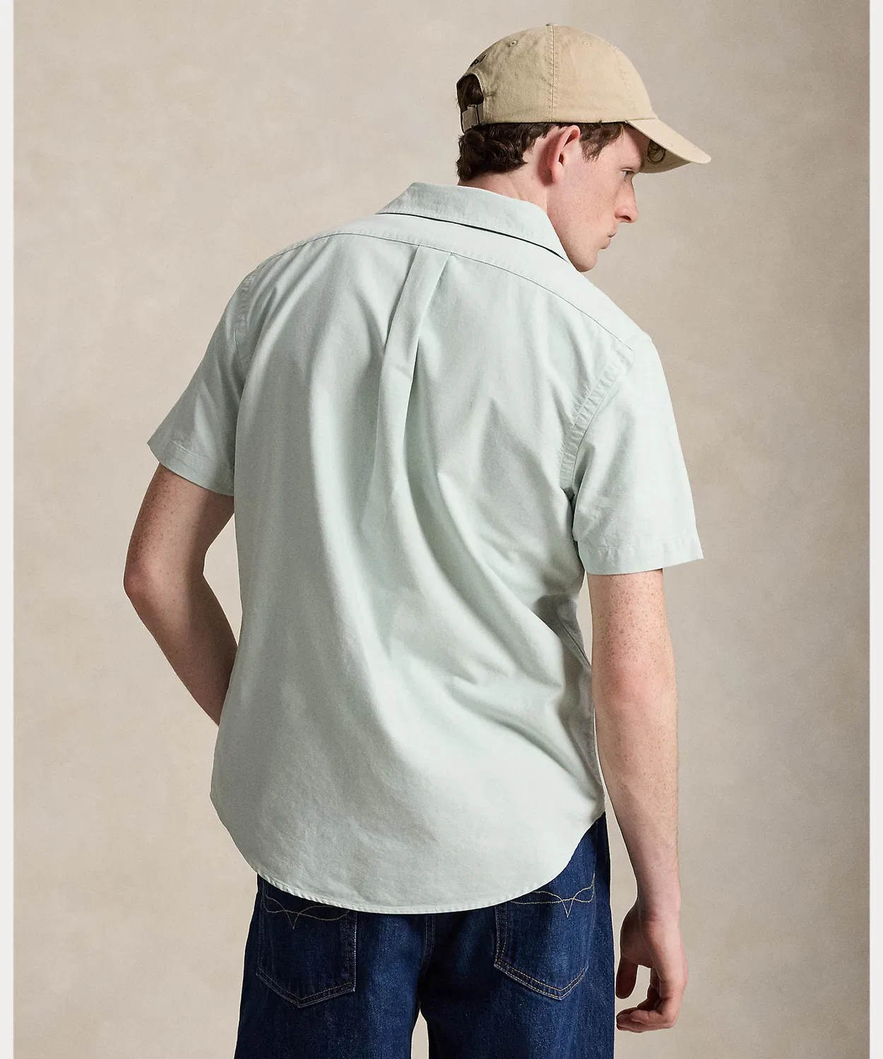 Мужская классическая рубашка оксфорд с коротким рукавом POLO RALPH LAUREN, Blue — фото 4