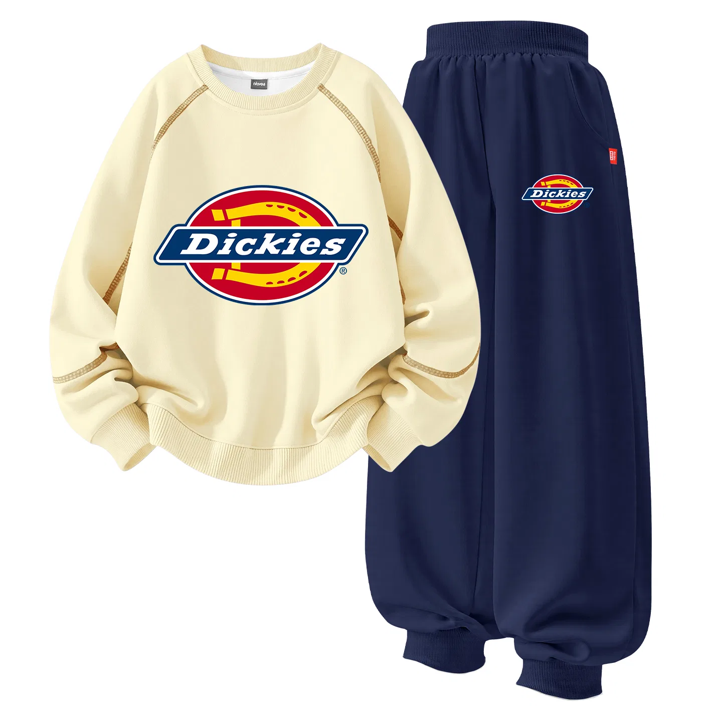 Детский комплект спортивной одежды с принтом Dickies, Pastel Yellow/Navy Blue