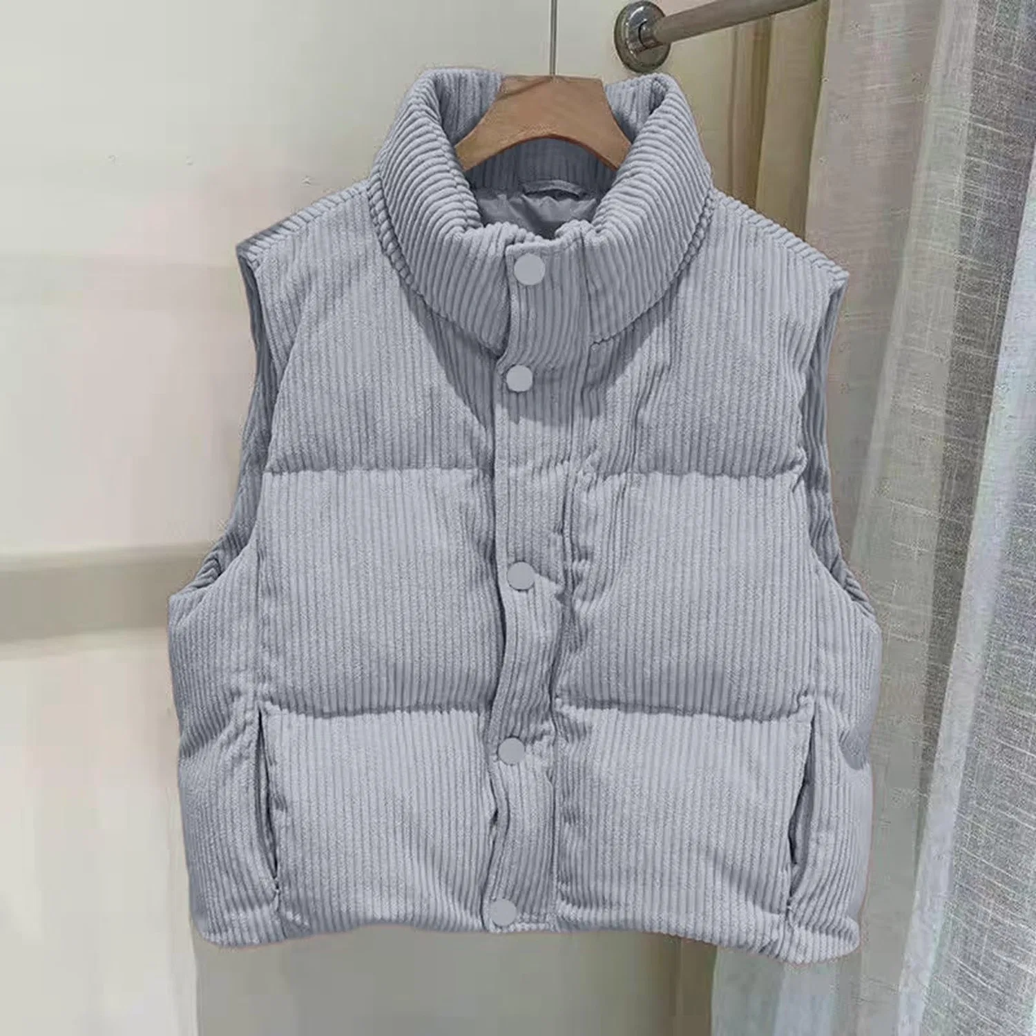 Женский утепленный жилет с принтом, Blu — фото 2