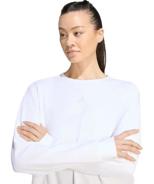 Женская футболка с длинным рукавомс брендовым логотипом Adidas, Black — фото 4