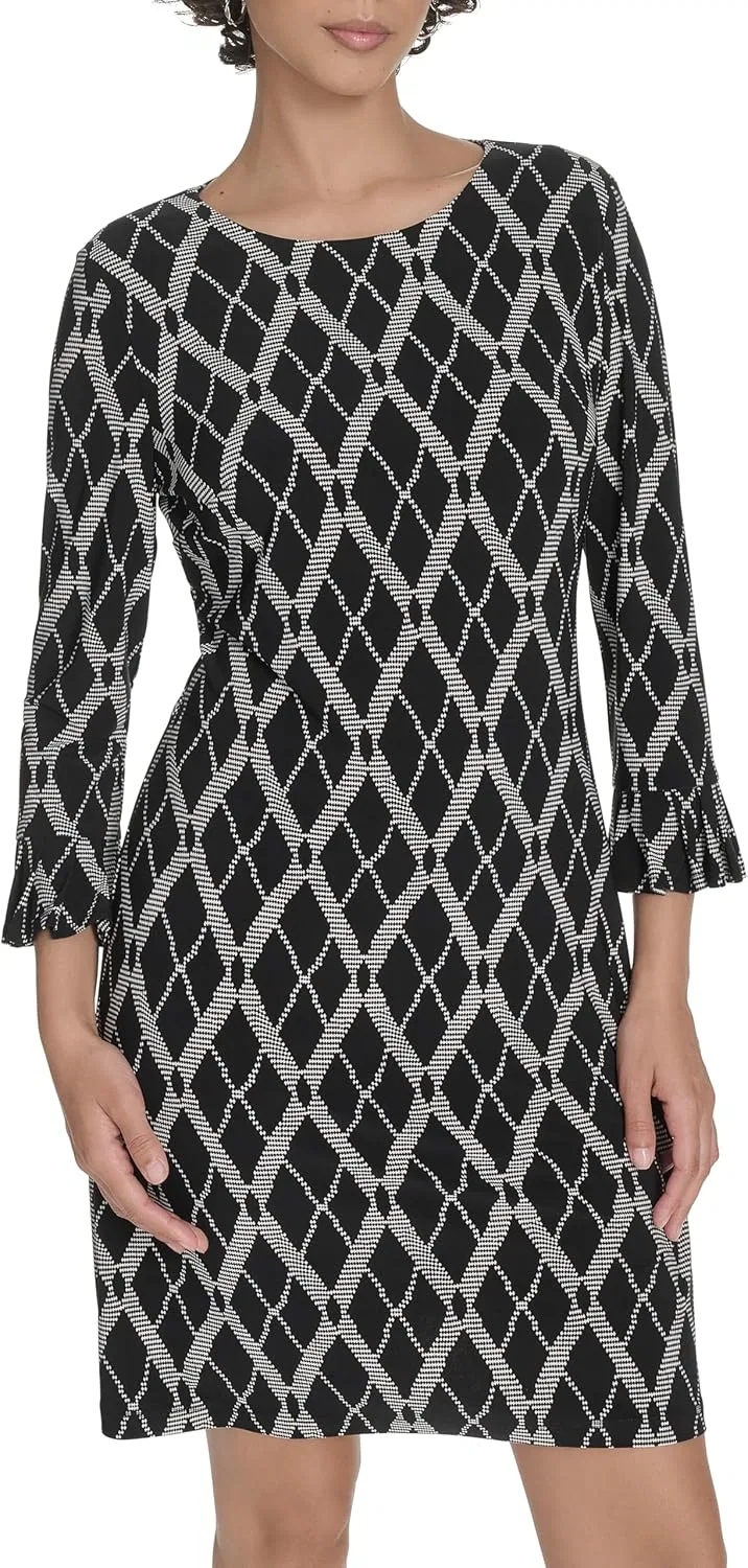 Женское платье-футляр с 3/4 рукавом Tommy Hilfiger, Black/Ivory