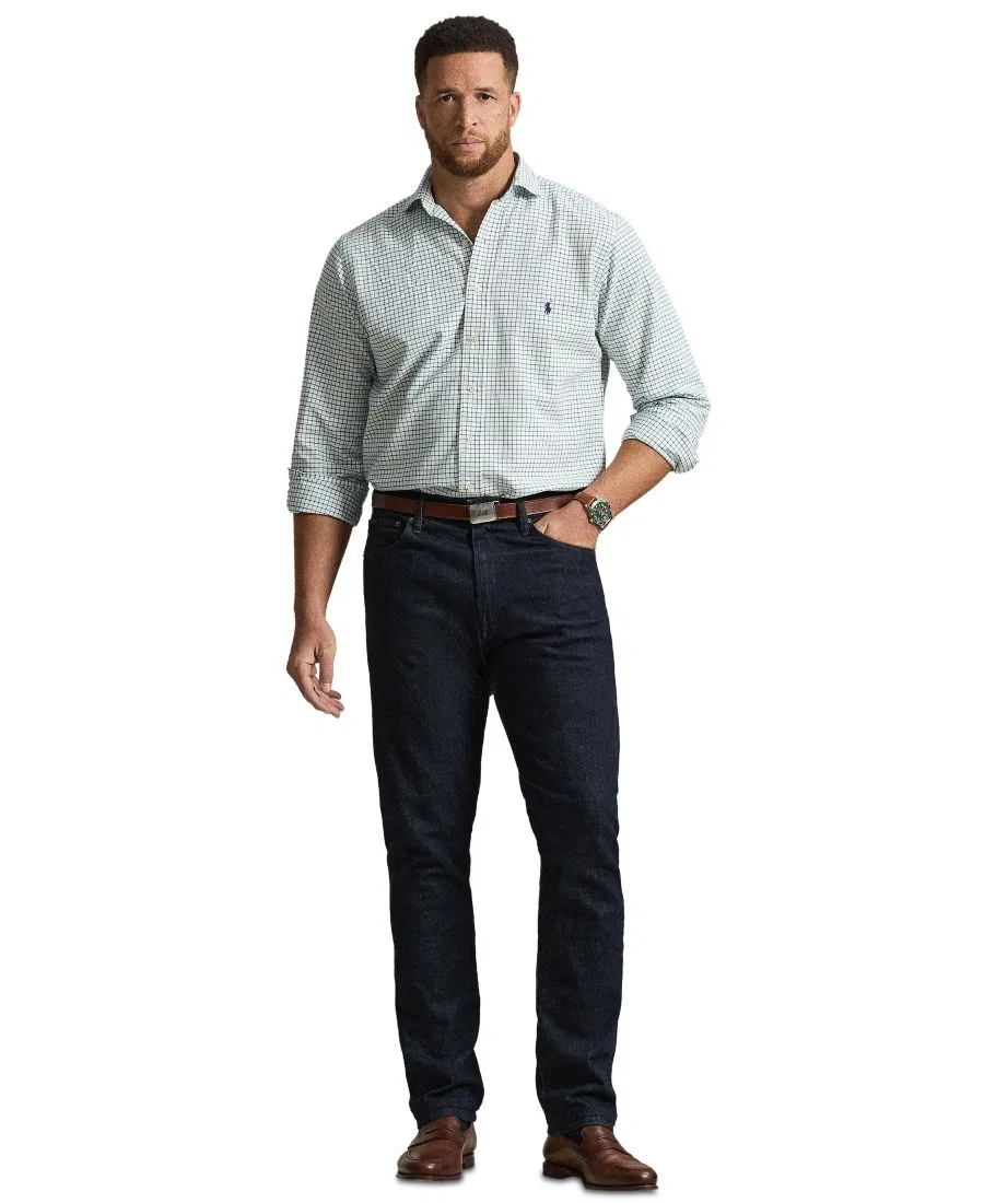 Рубашка оксфордская с принтом Tattersall, модель Big & Tall Polo Ralph Lauren, White Green Multi — фото 2