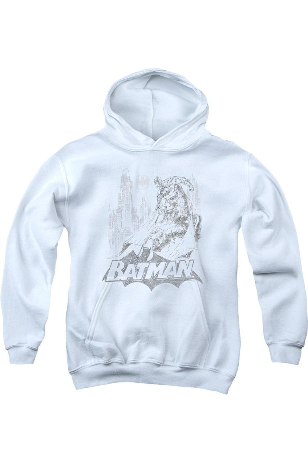 

Батмен Бэт Скетч молодежная толстовка с капюшоном Gildan, белый