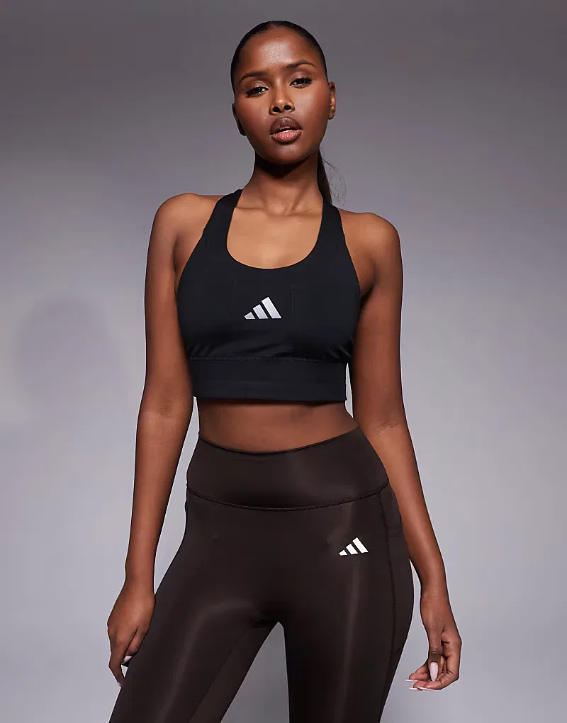 Спортивный бюстгальтер Adidas Running 365 с карманом, черный — фото 4