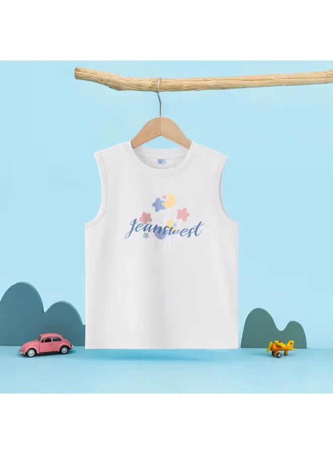 Футболка без рукавов хлопковая для девочек Jeanswest, белый — фото 2