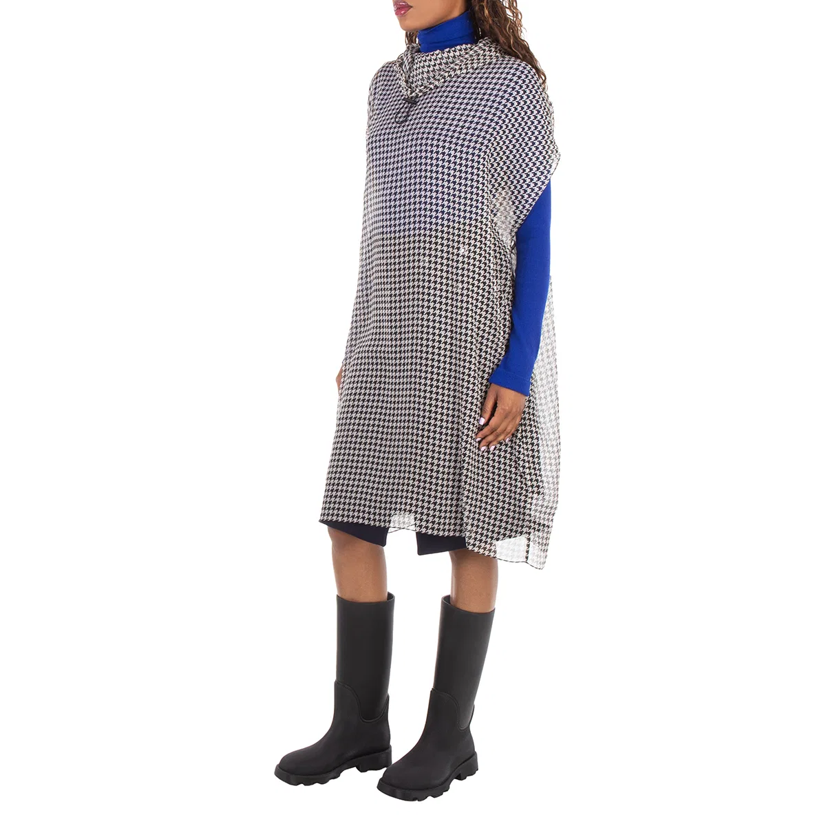 Платье с капюшоном из шелка Monochrome Houndstooth Hooded Dress Burberry, Monochrome Ip Pttn — фото 3