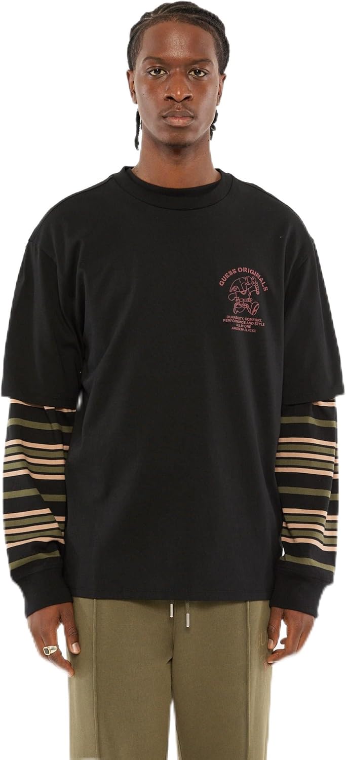 

Футболка GUESS Originals Eco Carpenter с круглым вырезом, Black, Черный, Футболка GUESS Originals Eco Carpenter с круглым вырезом, Black