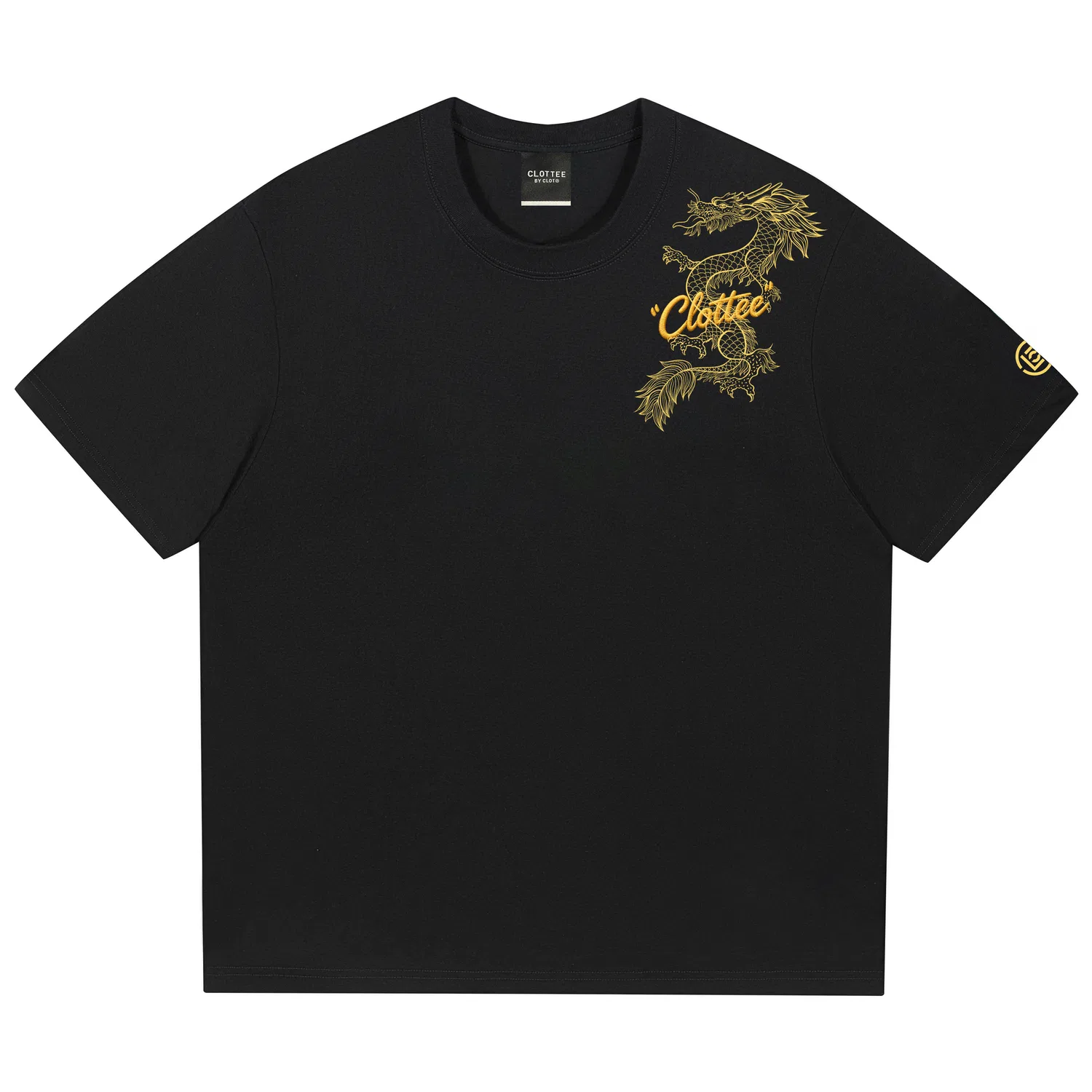 Детская футболка с принтом Unisex Crew Neck Moderate Straight Fit CLOT, Navy Blue[Yellow Pattern] — фото 4