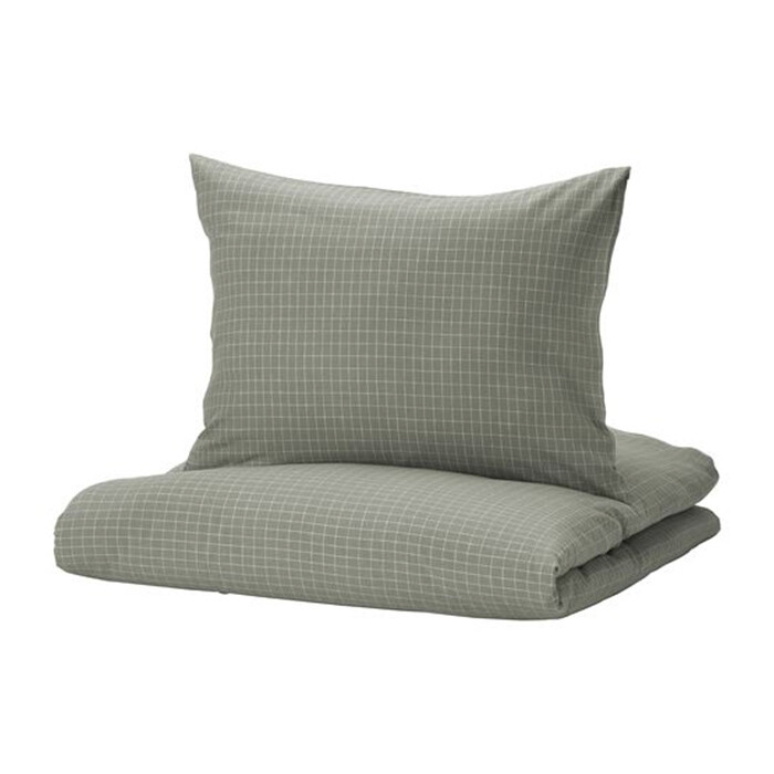 

Комплект постельного белья Ikea Аkerfibbla, зеленый/белый, клетка