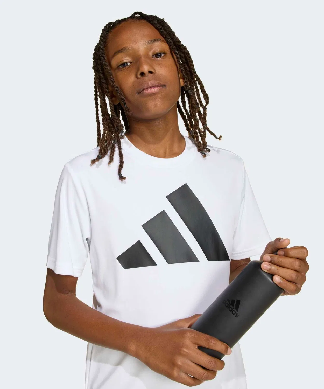 Детская футболка с коротким рукавом, с принтом, Train Essentials Big Logo Adidas, White — фото 3