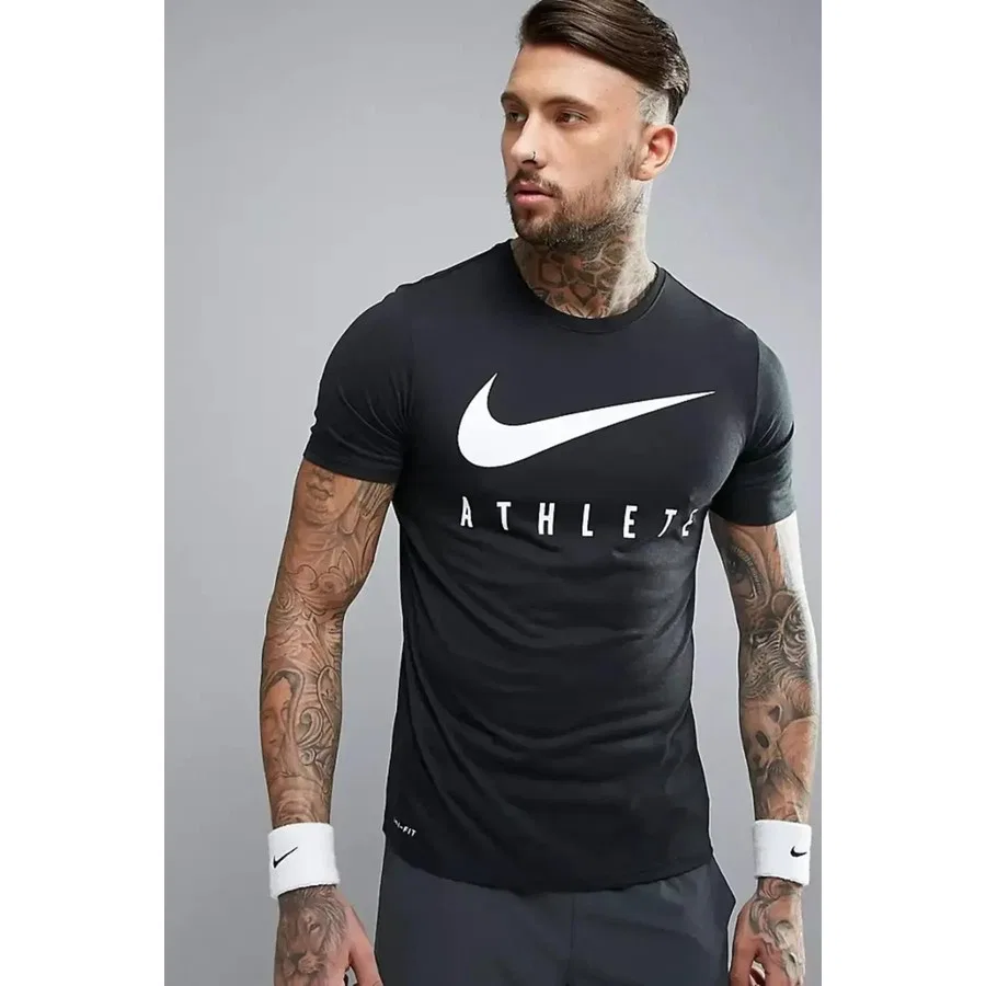 Футболка спортивная с принтом Dri-Fit Training Swoosh Nike, Черный