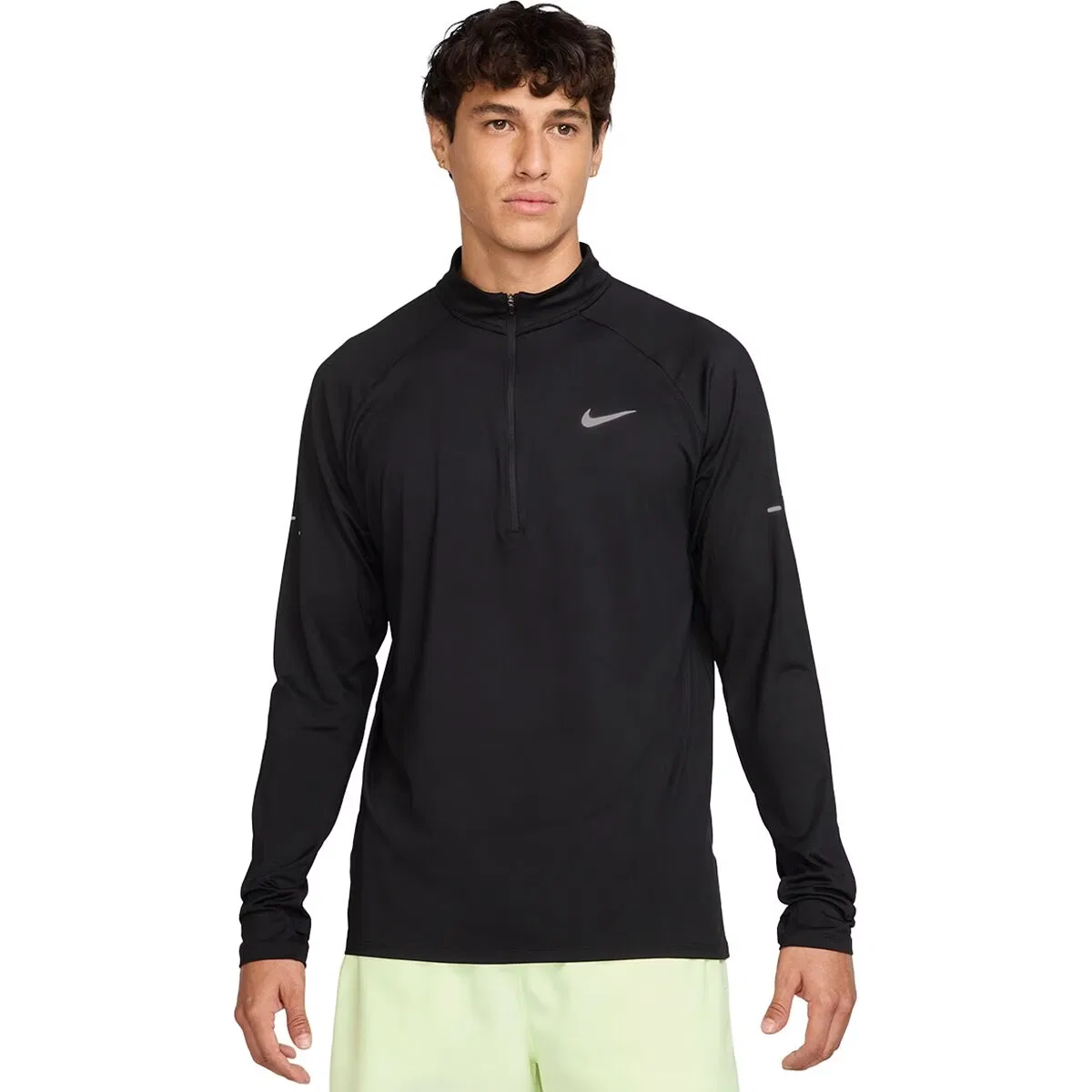 Мужская флисовая куртка с полузастежкой Nike Dri-FIT Stride, Black/Reflective Silv