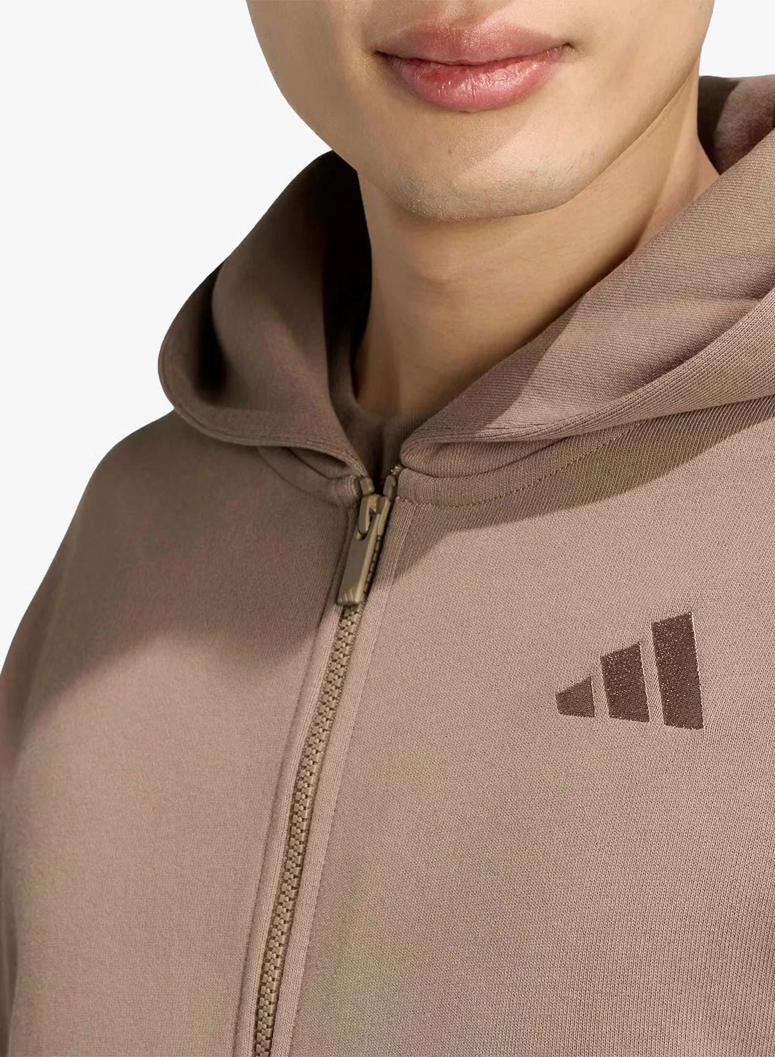 Худи с полной застежкой-молнией Small Logo Adidas, хаки — фото 3