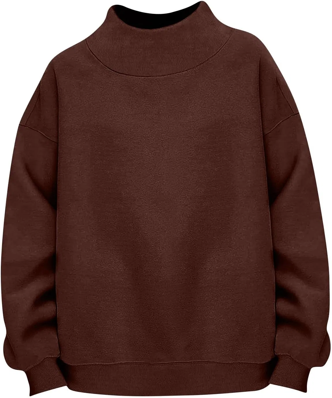 Женский свитшот с воротником-хомутом, модель Turtleneck, кофейный — фото 4