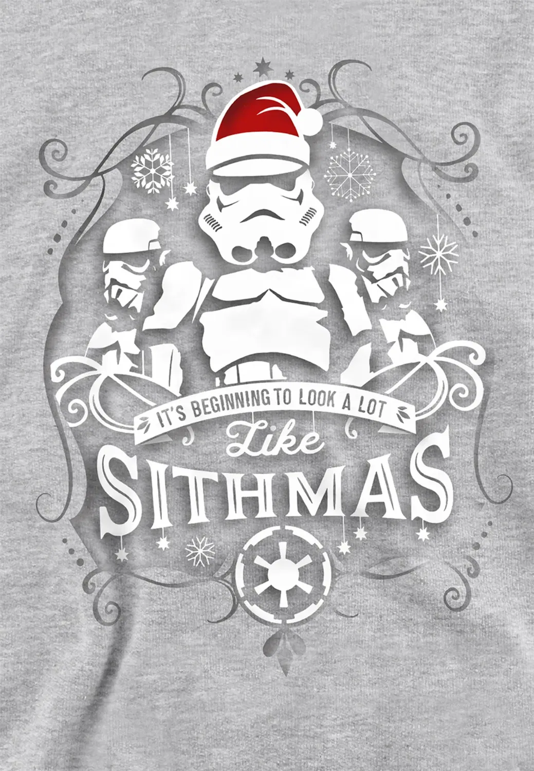 Детский худи с принтом Star Wars Christmas Beginning to Look a Lot Like Sithmas Disney, Grey — фото 2