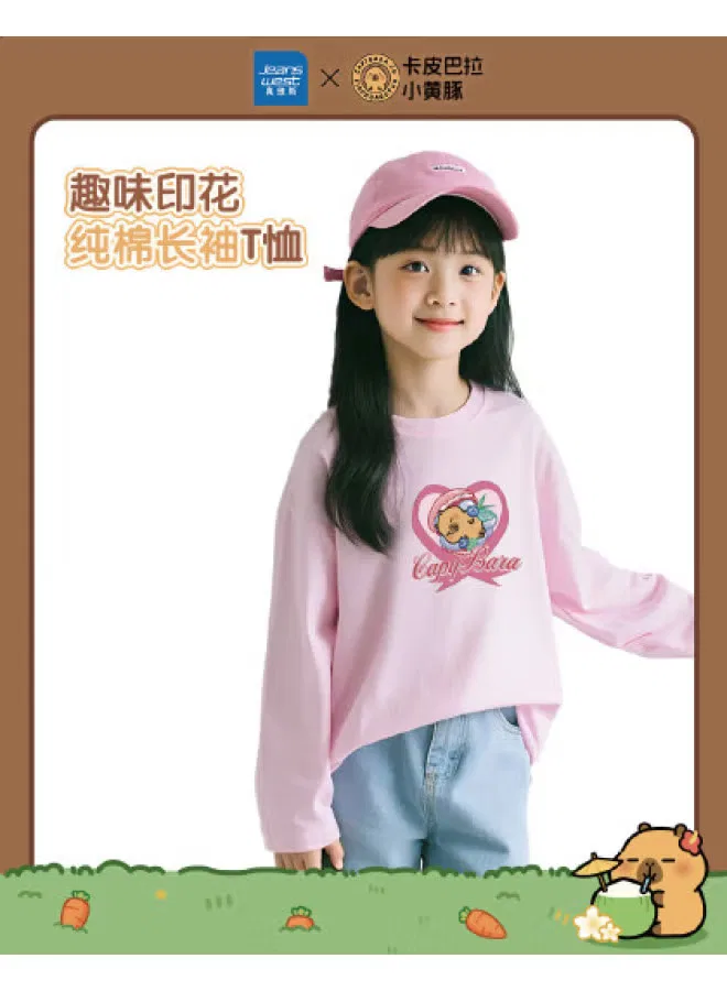 Футболка с принтом с длинным рукавом Capybara x Little Yellow Dolphin Jeanswest, розовый