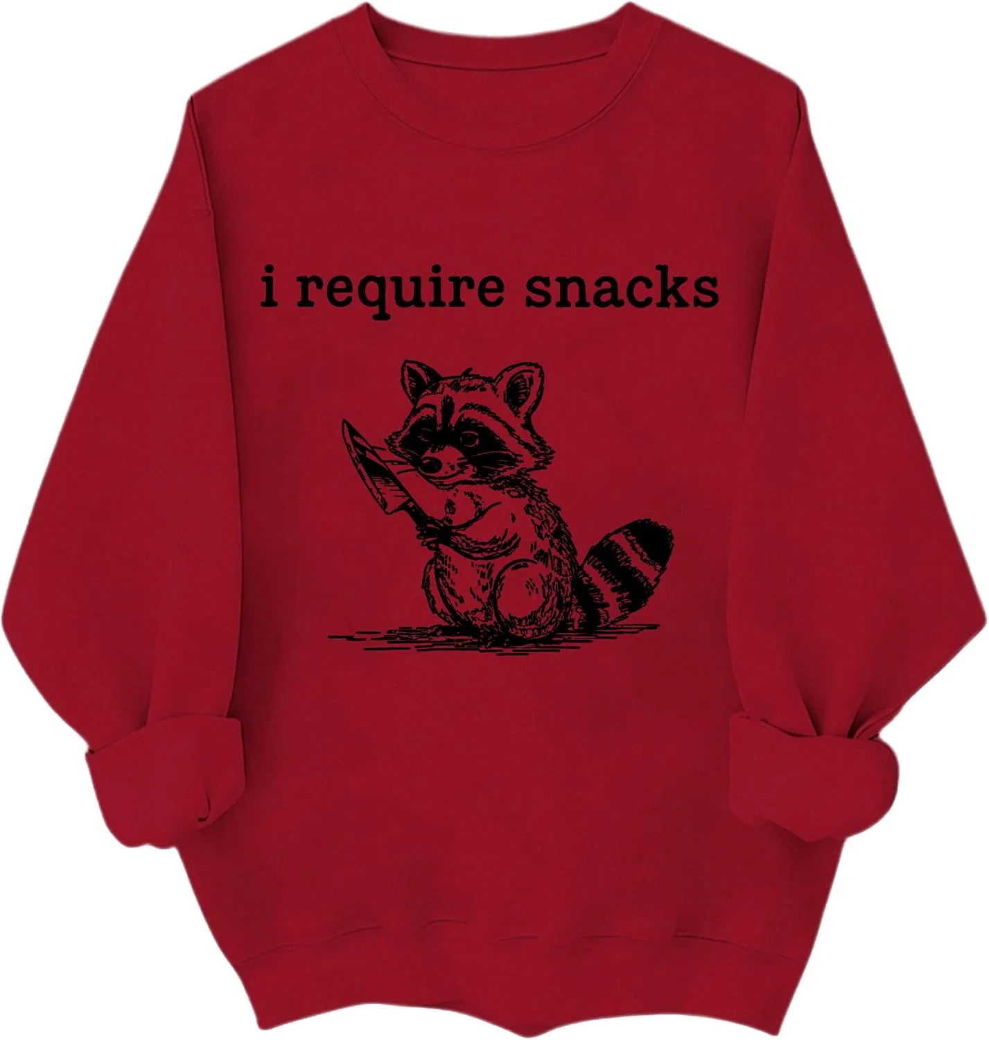 Женское худи с принтом I Require Snacks Raccoon, бордовый