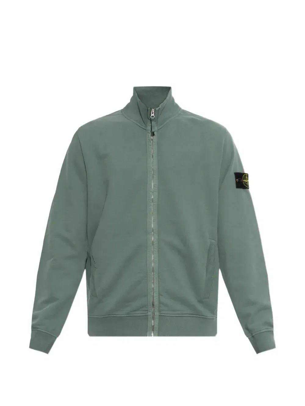 Свитер на молнии с нашивкой-логотипом Stone Island, зеленый