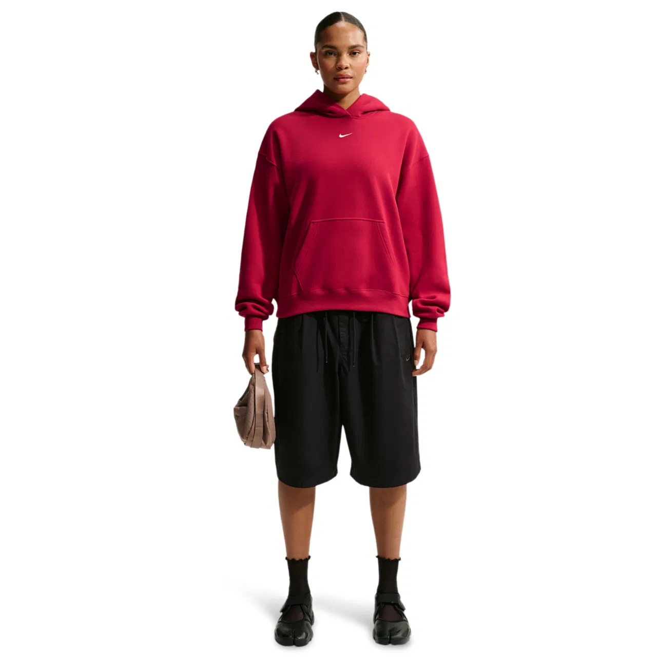 Женское теплое худи Studio Fleece Oversized Hoodie Nike, Tough Red/Sail — фото 4