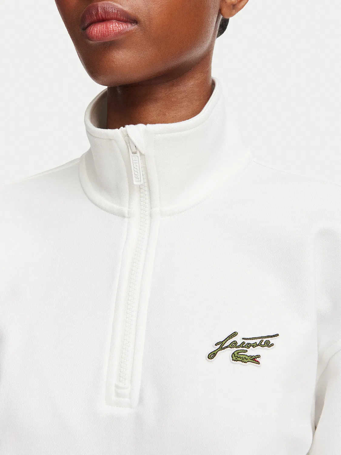 Женский свитшот свободного кроя Lacoste, кремовый — фото 4