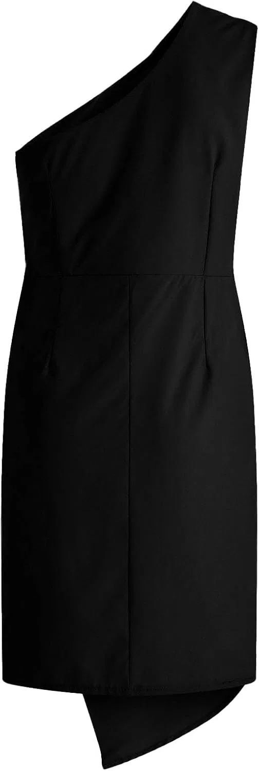 Женское коктейльное платье с завязкой на талии Satin, Black — фото 4
