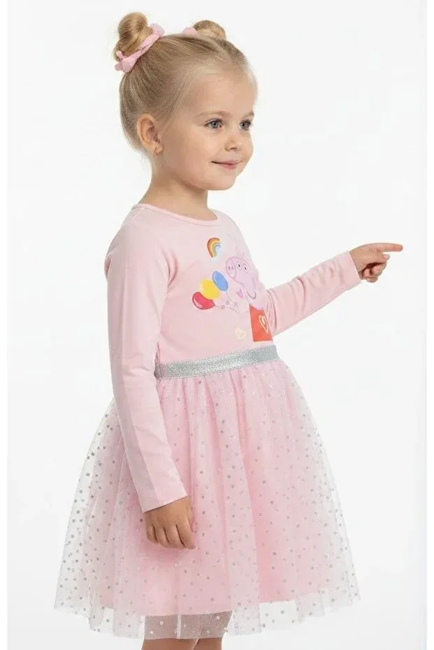 Детское платье для девочек с принтом Peppa Pig Tulle Girls' Dress Seabubbles, Pink — фото 3