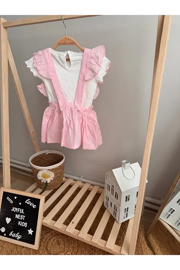 Детское платье для девочек хлопковое с вышивкой Kids, Pink — фото 4