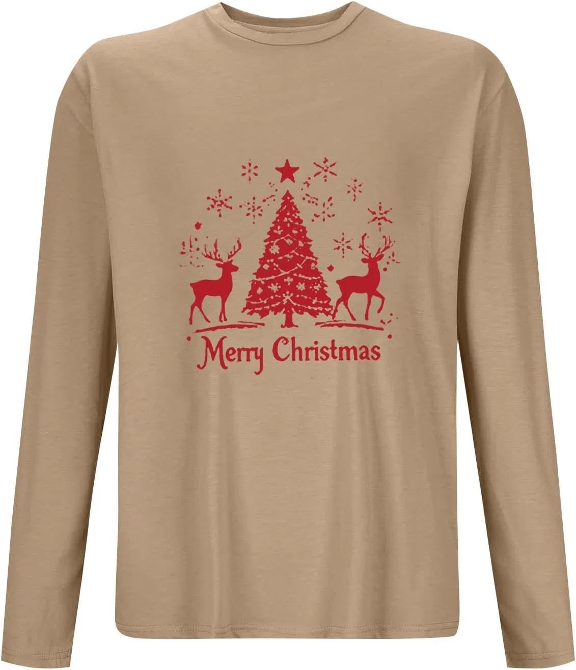 Мужская футболка с рождественским принтом Crewneck, Khaki — фото 3