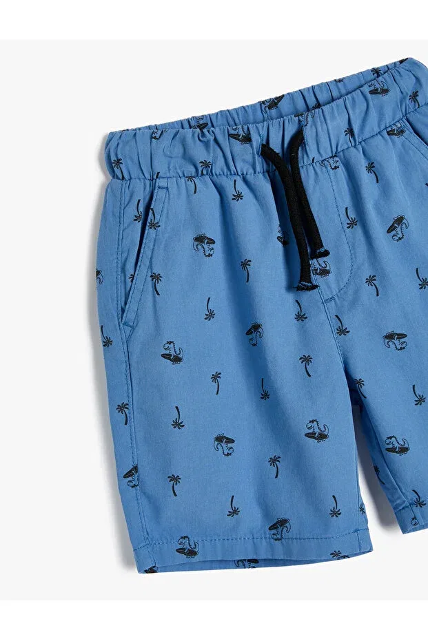 Детские шорты для мальчиков с принтом Chino shorts with pockets dinosaur printed Koton, Blue Patterned — фото 3