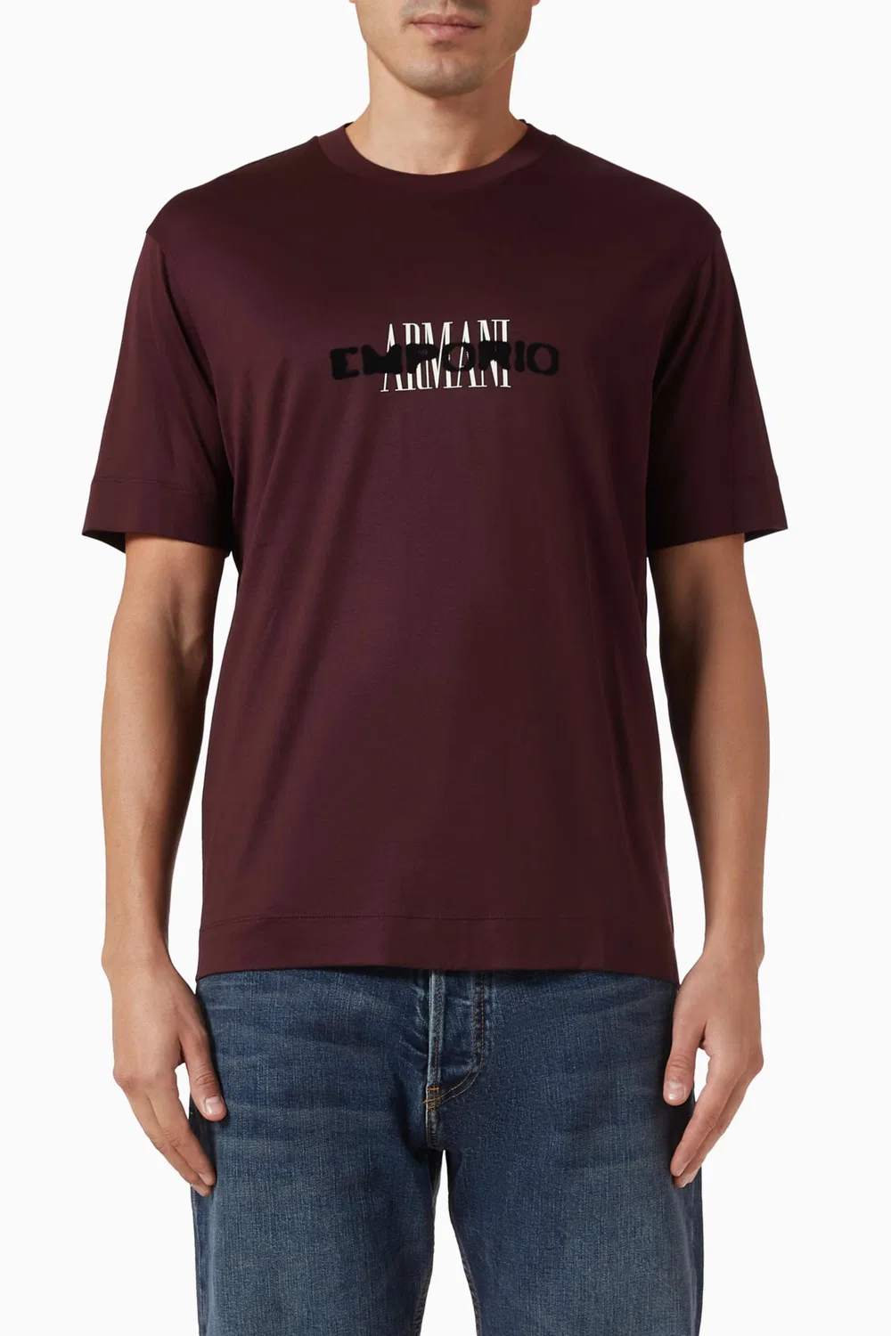 Футболка с коротким рукавом с принтом EA Text Emporio Armani, красный