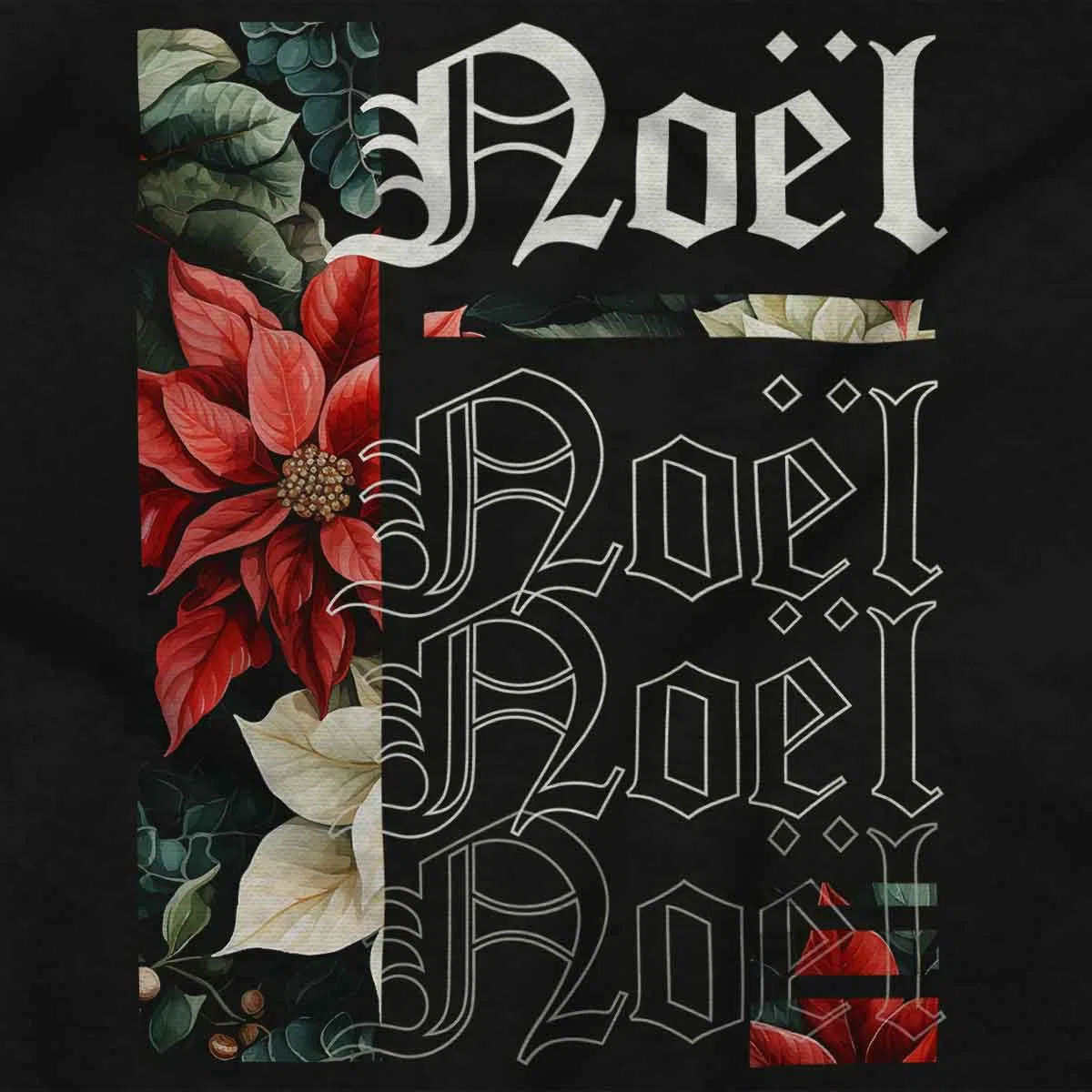 Детское боди с коротким рукавом Poinsettia Christmas Flower Noel Brisco Brands, Black — фото 2