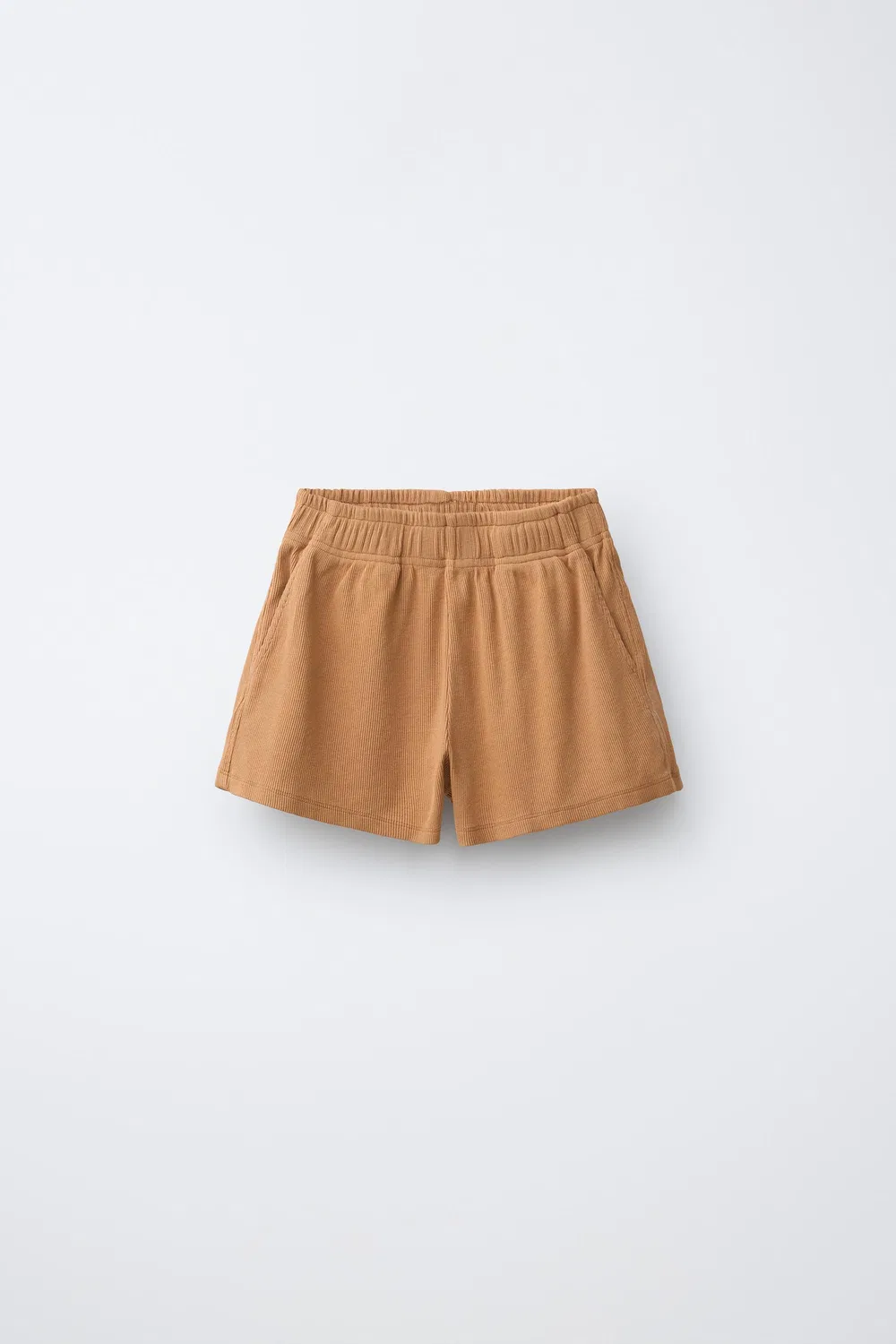 Комплект из майки-борцовки из рваной ткани и шорт-бермуды ZARA, Beige — фото 4