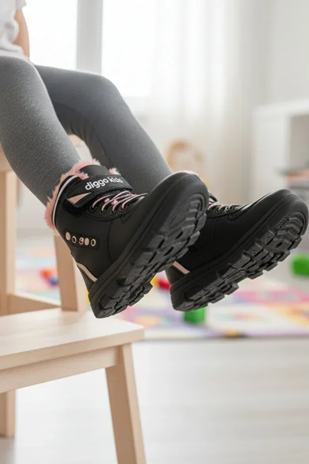 Детские ботинки для девочек на плоской подошве, на липучке, Diggo, Pink — фото 2