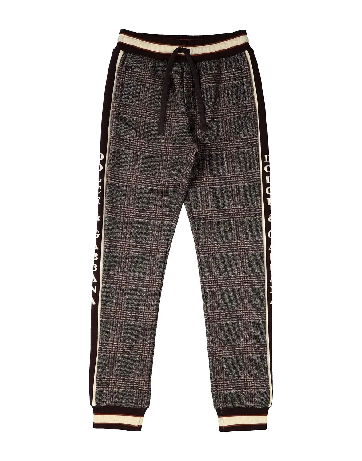 Детские штаны для мальчиков на флисе Glen Plaid Dolce&Gabbana, коричневый