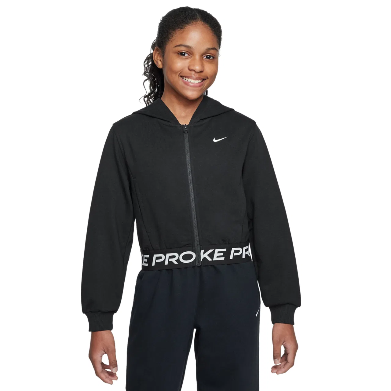 Худи для мальчиков Dri-FIT Full-Zip Fleece Nike, черный/белый