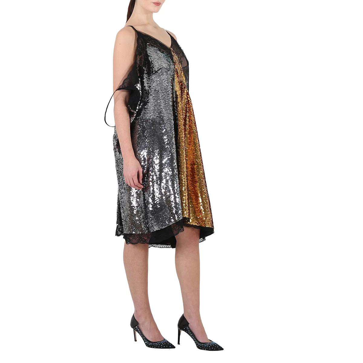 Платье для коктейля с пайетками Ladies Gold Bicolor Sequin Cocktail Dress Burberry, Gold — фото 2