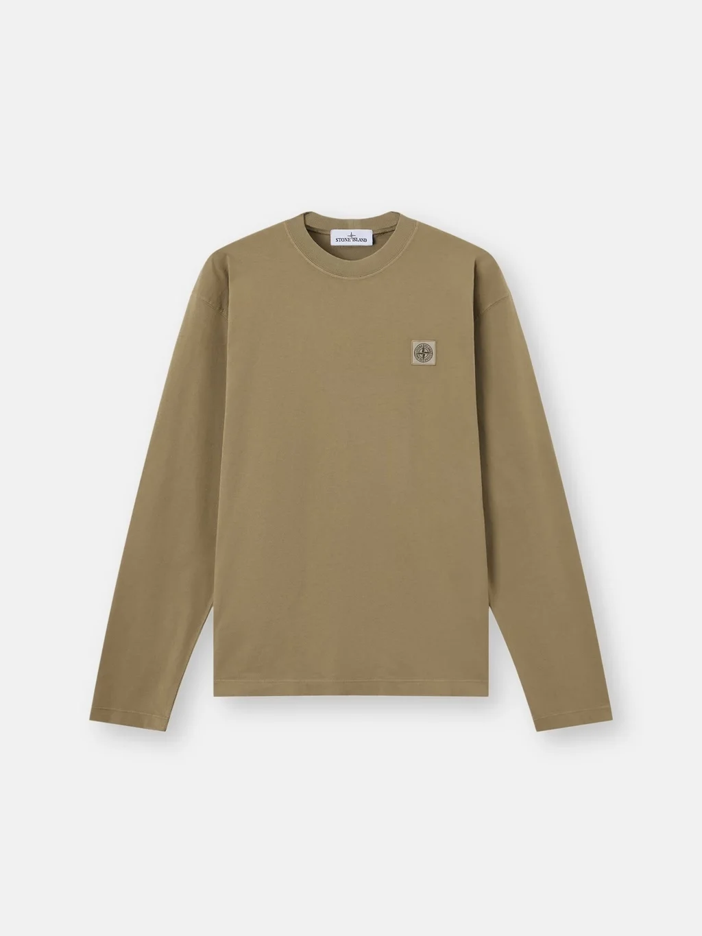 Мужской лонгслив Stone Island Regular Fit With Tonal Compass Logo Patch, военный зеленый — фото 2