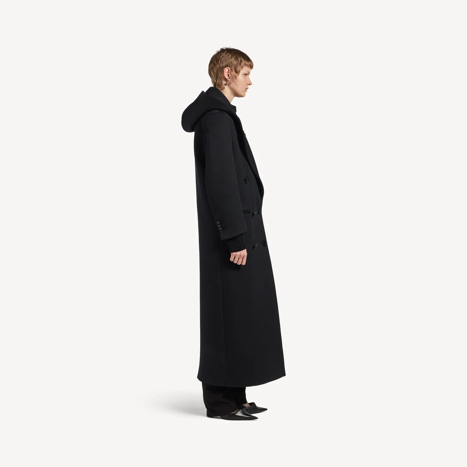 Женское макси-пальто с капюшоном Balenciaga, черный — фото 3