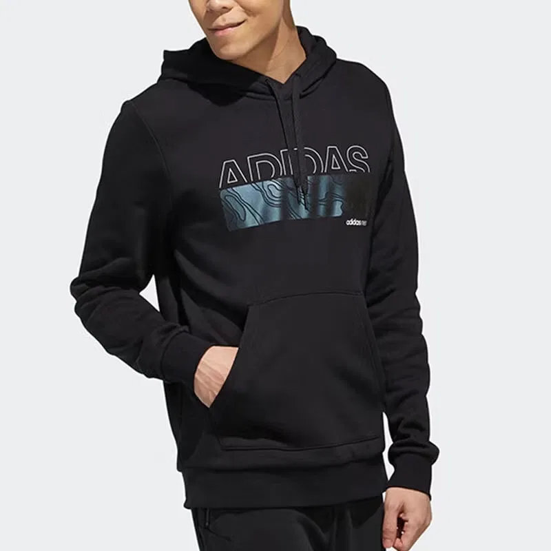 Худи с капюшоном на шнурке Adidas, черный — фото 2