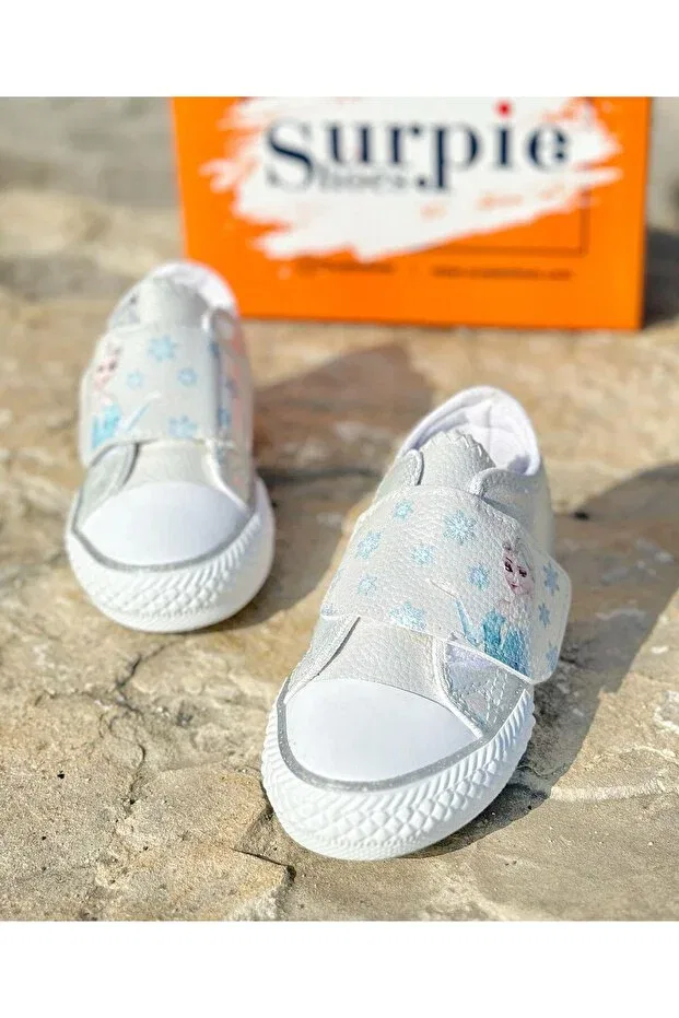 Детские кеды для девочек с принтом Surpie Shoes, Silver — фото 2