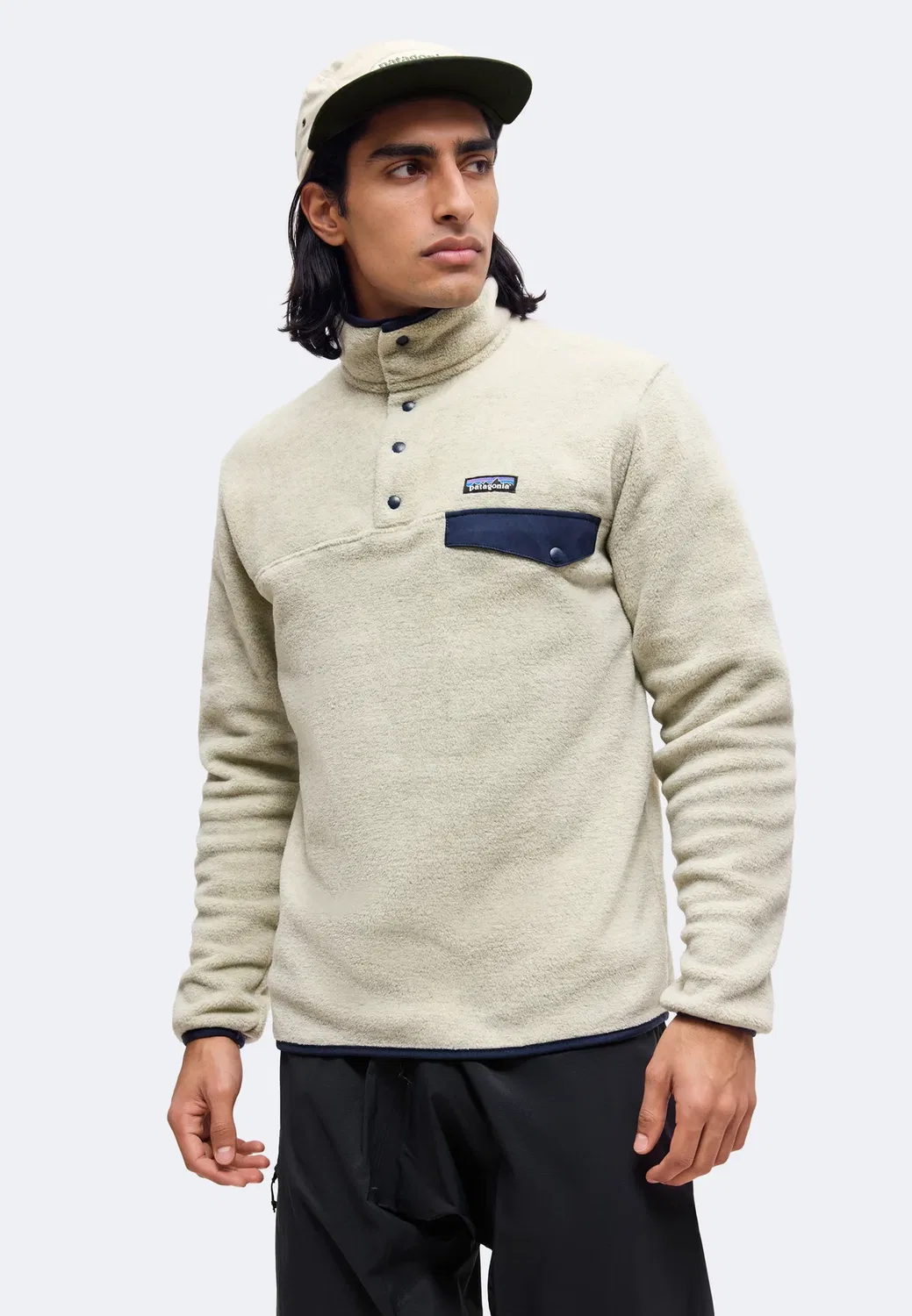 Флисовый джемпер Synch snap-t Patagonia, Oatmeal Heather/New Navy — фото 4