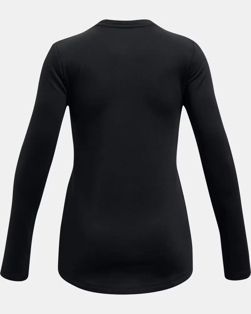 Лонгслив для девочек приталенного кроя с быстросохнущей тканью ColdGear UnderArmour, Black/White — фото 2