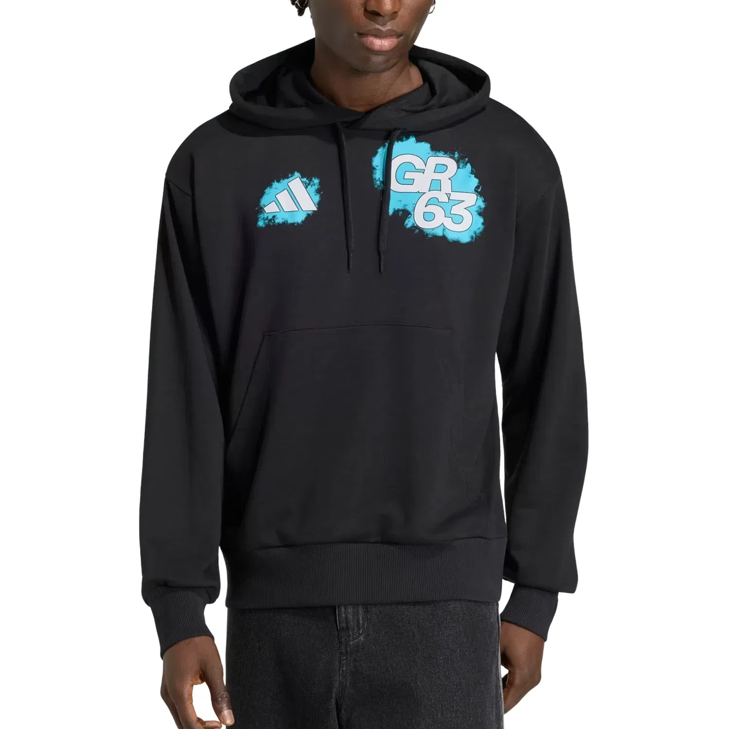 Мужское худи с длинным рукавом Adidas x Mercedes AMG Petronas Formula 1 Team Name & Number Hoodie 'George Russell', черный — фото 2