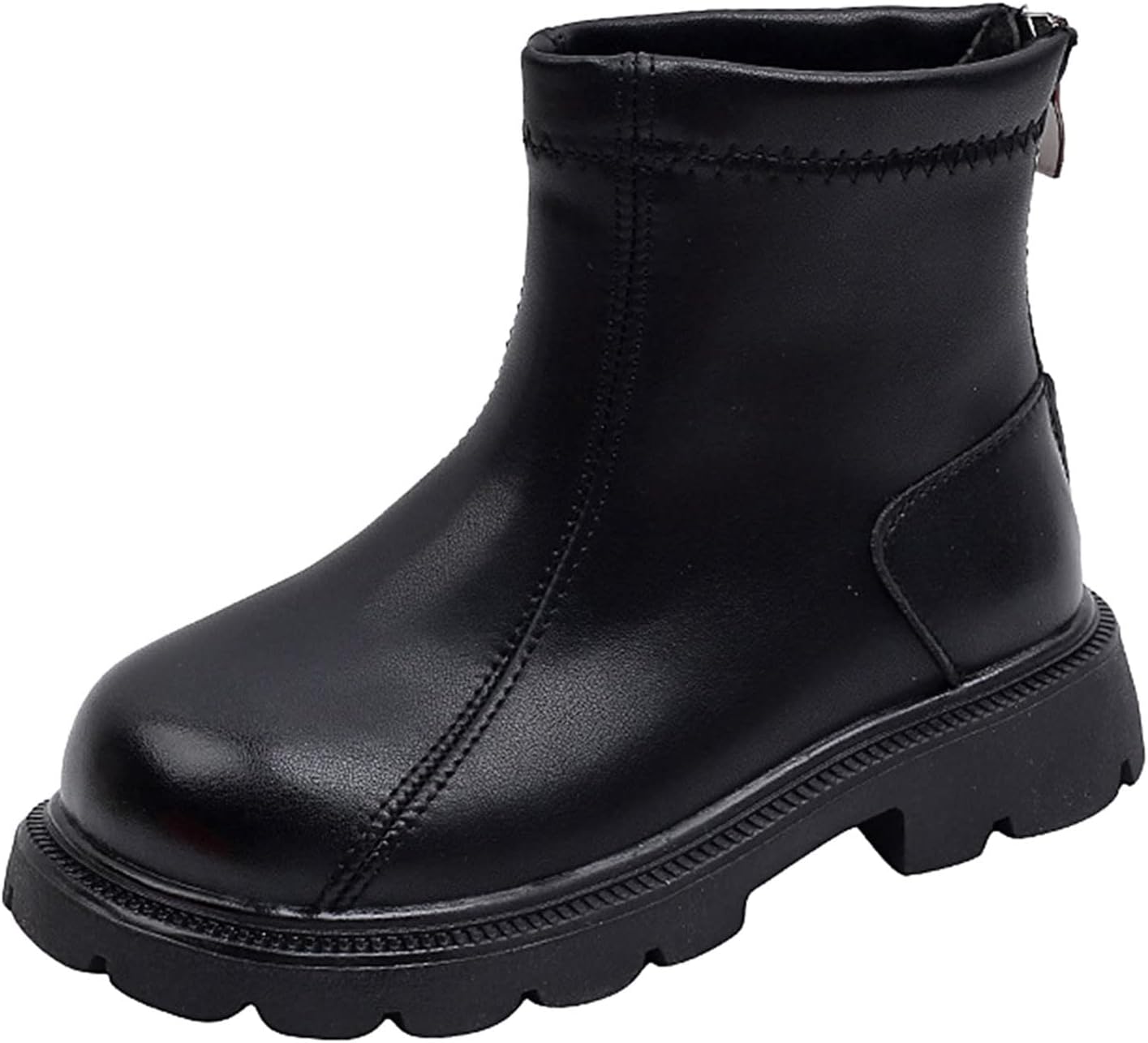 

Детские классические водонепроницаемые ботинки на шнуровке для девочек, однотонные из искусственной кожи, для активного отдыха и походов, ботиночки для девочек, комплекты для мальчиков Generic, Black