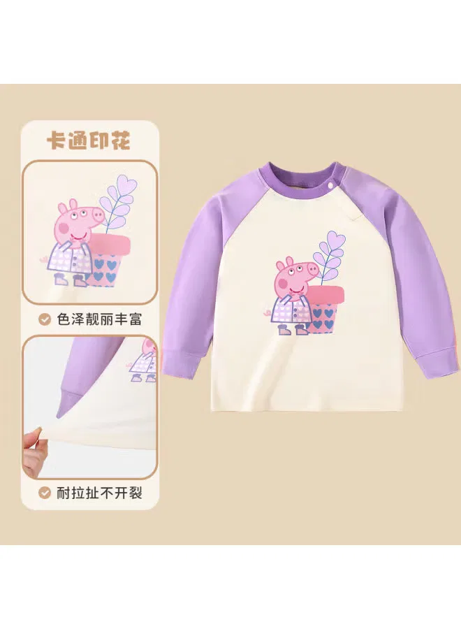 Комплект домашней одежды с принтом Peppa Pig, фиолетовый — фото 4