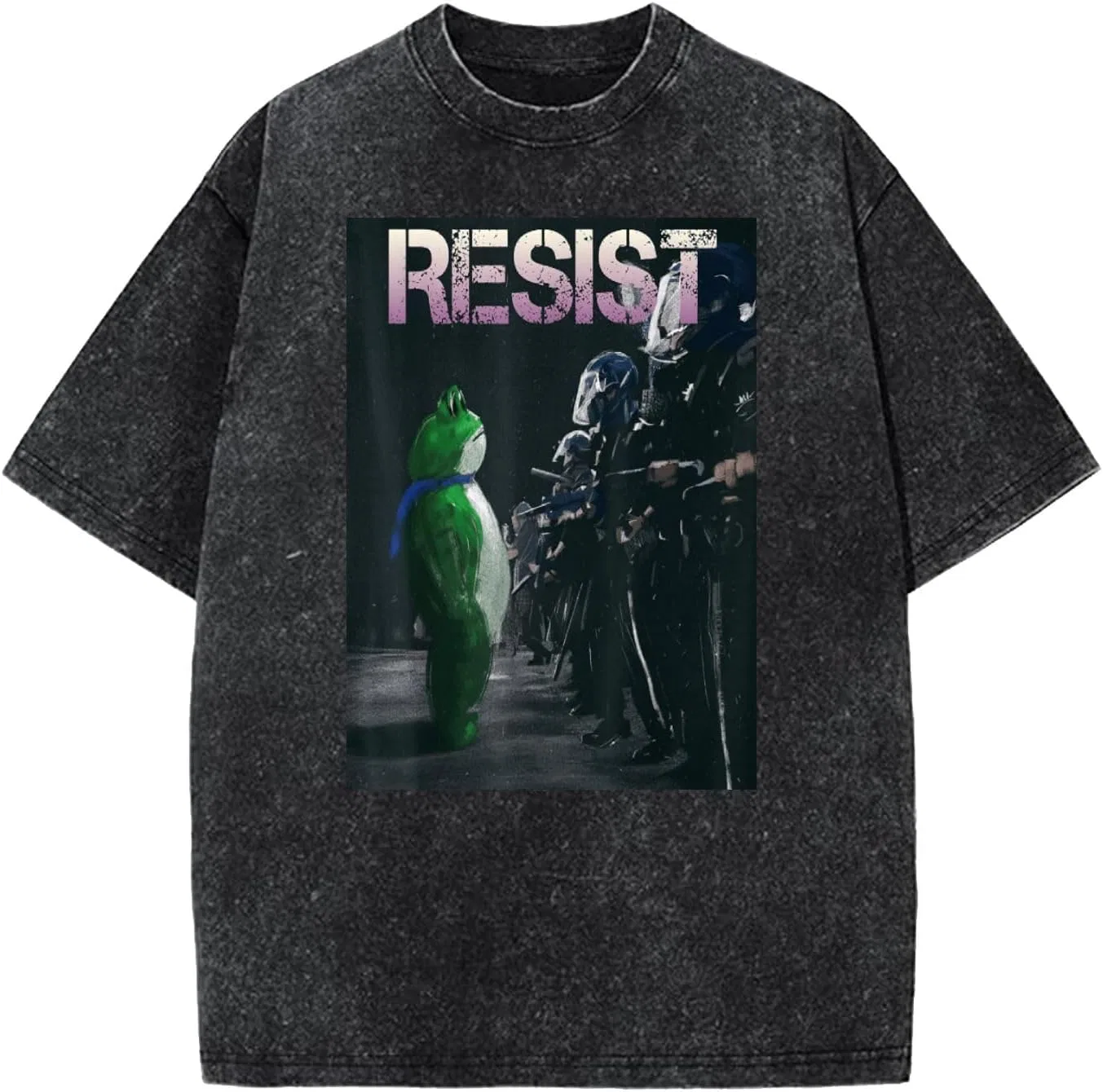 Футболка с принтом Portland Frog Protests Resist, Wash Black