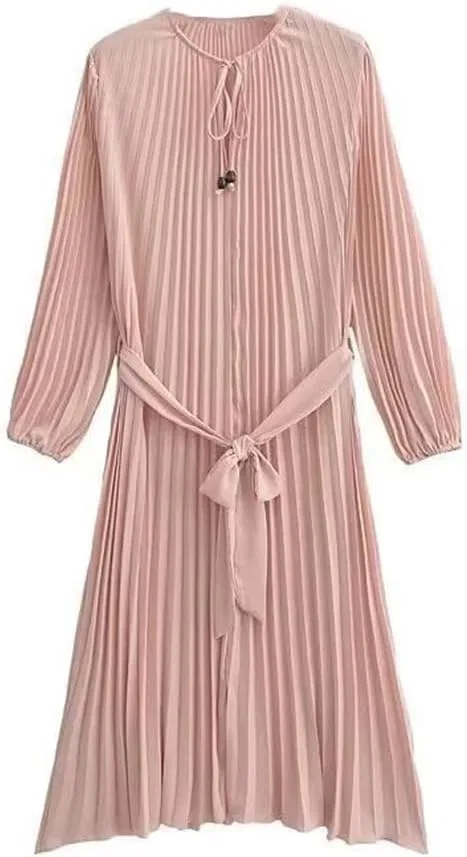 Женское A-силуэта платье с поясом O-Neck Generic, Pic Color1