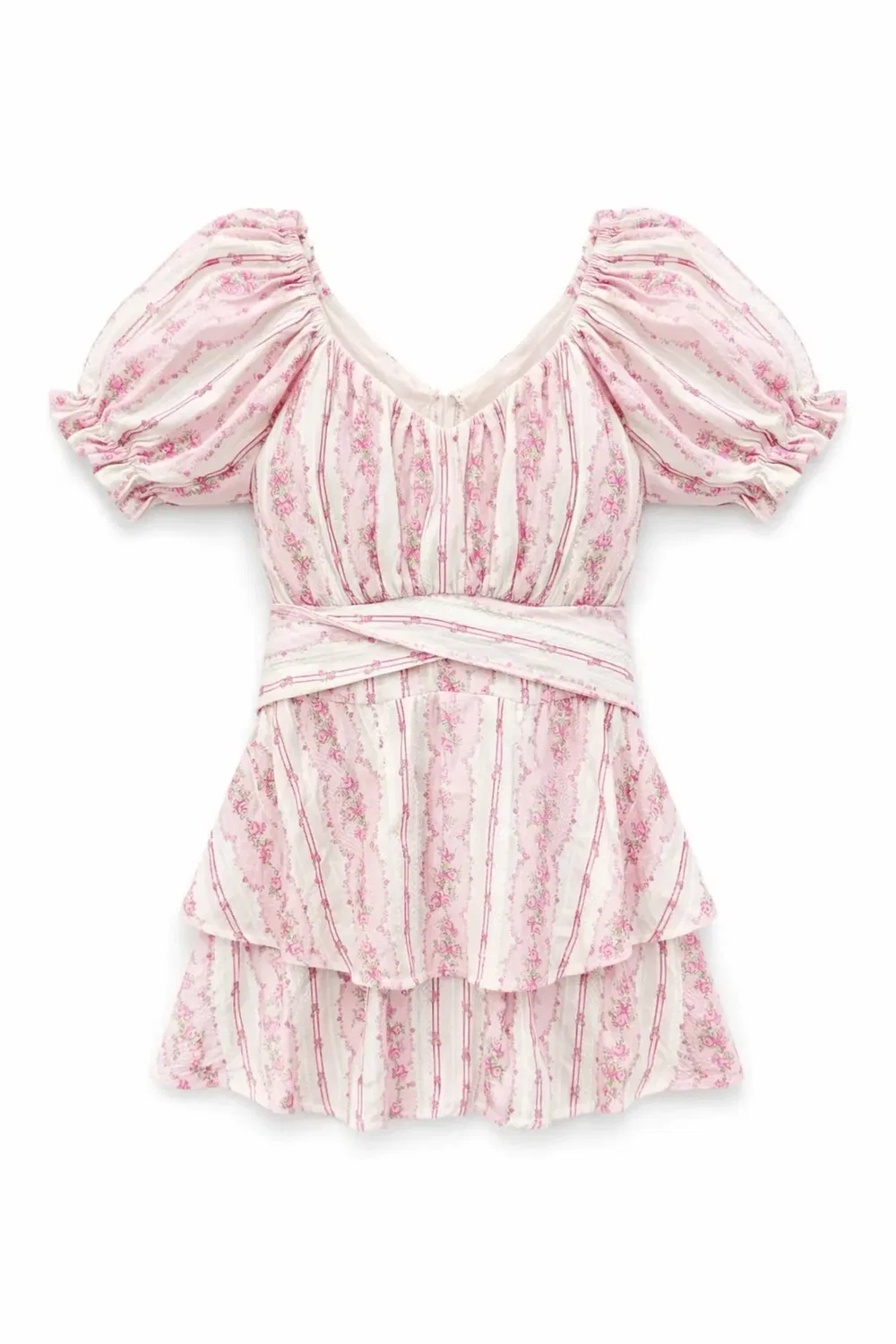 Детское платье для девочек с цветочным принтом Delilah Dress KatieJnyc, Baby Pink Cottage Stripe — фото 2
