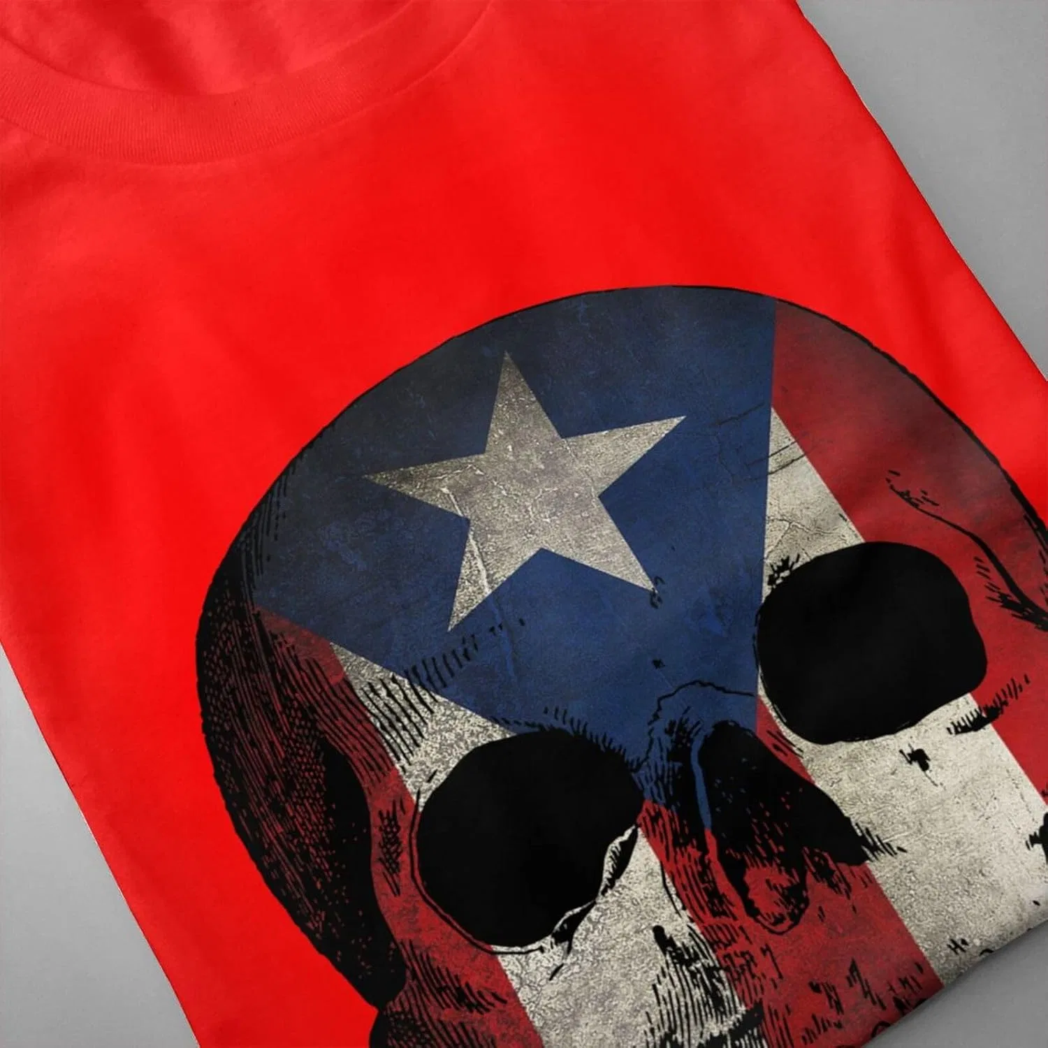 Мужская футболка с принтом Skull Puerto Rico, Red — фото 3